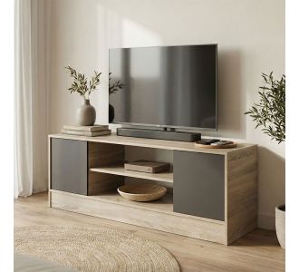 Έπιπλο τηλεόρασης Sasa pakoworld sonoma-ανθρακί 120x35x41.5εκ |  Έπιπλα τηλεόρασης στο espiti