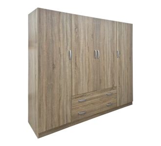 Ντουλάπα τετράφυλλη με 2 συρτάρια Alvia pakoworld sonoma 200x51x180εκ |  Ντουλάπες ρούχων στο espiti