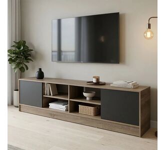 Έπιπλο τηλεόρασης Tivia pakoworld sonoma-ανθρακί 180x35x41.5εκ |  Έπιπλα τηλεόρασης στο espiti
