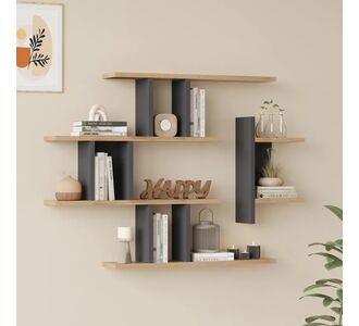 Ραφιέρα τοίχου Ledia pakoworld oak με ανθρακί 110,6x14,5x78εκ |  Ραφιέρες τοίχου στο espiti