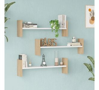 Ραφιέρα τοίχου Mento pakoworld λευκό με oak 75,6x14,5x23,6εκ |  Ραφιέρες τοίχου στο espiti