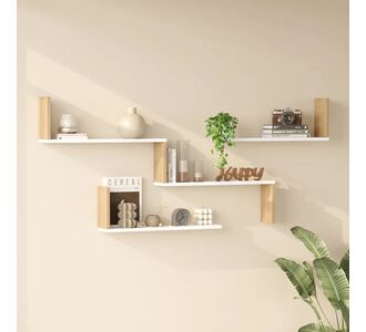 Ραφιέρα τοίχου Flear pakoworld λευκό με oak 179x14,5x76,2εκ |  Ραφιέρες τοίχου στο espiti