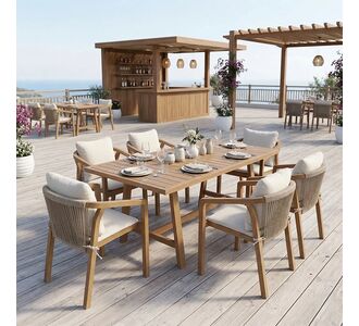 Τραπεζαρία Malibu pakoworld Σετ 7τεμ μασίφ ξύλο ακακίας 160x90x75εκ |  Σετ τραπεζαρία κήπου στο espiti