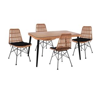 ΣΕΤ 5ΤΜΧ ALLEGRA WICKER ΜΕ ΤΡΑΠΕΖΙ 140X80Χ78Υ ΜΠΕΖ & ΜΑΥΡΟ ΧΡΩΜΑ HM10491 |  Σετ τραπεζαρία κήπου στο espiti