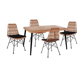 ΣΕΤ 5ΤΜΧ ALLEGRA WICKER ΜΕ ΤΡΑΠΕΖΙ 140X80Χ78Υ ΜΠΕΖ & ΜΑΥΡΟ ΧΡΩΜΑ HM10491 |  Σετ τραπεζαρία κήπου στο espiti