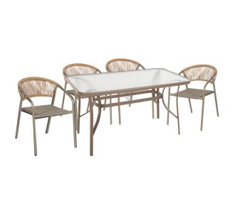 ΣΕΤ ΤΡΑΠΕΖΑΡΙΑΣ 5ΤΜΧ BRUNO HM10727.04 ΚΑΡΕΚΛΕΣ ΜΕΤΑΛΛΙΚΕΣ & ΤΡΑΠΕΖΙ 140x80εκ ΣΑΜΠΑΝΙ |  Σετ τραπεζαρία κήπου στο espiti