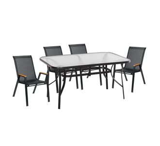ΣΕΤ ΤΡΑΠΕΖΑΡΙΑΣ 5ΤΜΧ BRUNO HM10729.03 ΚΑΡΕΚΛΕΣ ΜΕΤΑΛΛΙΚΕΣ & ΤΡΑΠΕΖΙ 150x90εκ ΜΑΥΡΟ |  Σετ τραπεζαρία κήπου στο espiti