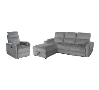 ΣΕΤ ΚΑΝΑΠΕΣ-ΠΟΛΥΘΡΟΝΑ RELAX SYNTHIA HM10735.03 ΓΚΡΙ ΥΦΑΣΜΑ-ΗΛ.ΑΝΑΚΛΙΣΗ [L] |  Καναπέδες γωνιακοί στο espiti