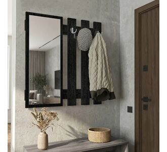 Κρεμάστρα τοίχου με καθρέπτη Folin Megapap χρώμα sencron black 90x4x90εκ. |  Βιτρίνες - Έπιπλα εισόδου στο espiti