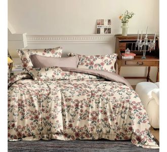 Beauty Home Σετ σεντόνια υπέρδιπλα με λάστιχο Memories Art 12676 165x200+30 Μπεζ,Ροζ       |  Σεντόνια Υπέρδιπλα / King Size στο espiti