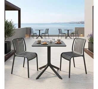 Τραπεζαρία Groovy Zoi pakoworld σετ 3τεμ ανθρακί PP 60x60x76εκ |  Σετ τραπεζαρία κήπου στο espiti