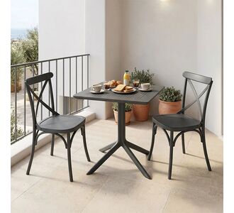 Τραπεζαρία Groovy Crossie pakoworld σετ 3τεμ ανθρακί PP 60x60x76εκ |  Σετ τραπεζαρία κήπου στο espiti