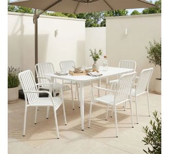 Τραπεζαρία Heven Vista pakoworld σετ 7τεμ λευκό αλουμίνιο 150x80x72εκ |  Σετ τραπεζαρία κήπου στο espiti
