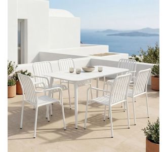Τραπεζαρία Heven Vista pakoworld σετ 7τεμ λευκό αλουμίνιο 120x70x72εκ |  Σετ τραπεζαρία κήπου στο espiti