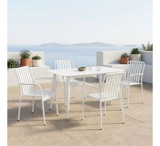 Τραπεζαρία Heven Vista pakoworld σετ 5τεμ λευκό αλουμίνιο 120x70x72εκ |  Σετ τραπεζαρία κήπου στο espiti
