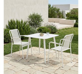 Τραπεζαρία Heven Vista pakoworld σετ 3τεμ λευκό αλουμίνιο 80x80x72εκ |  Σετ τραπεζαρία κήπου στο espiti
