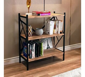 Ραφιέρα επιδαπέδια Althea pakoworld oak με μαύρο μέταλλο 60x30x90εκ |  Πάγκοι και Βοηθητικά στο espiti