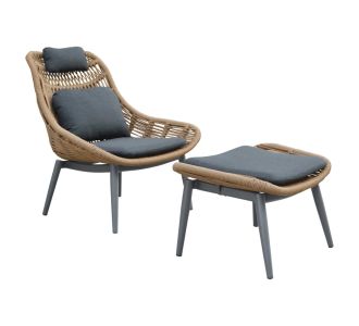 ΠΟΛΥΘΡΟΝΑ LOUNGE ΜΕ ΥΠΟΠΟΔΙΟ REMVAZZO HM6561.01 ΑΛΟΥΜΙΝΙΟ ΓΚΡΙ--WICKER 89x94x98Υεκ |  Πολυθρόνες κήπου στο espiti