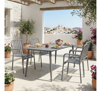 Τραπεζαρία Heven Vista pakoworld σετ 5τεμ ανθρακί αλουμίνιο 150x80x72εκ |  Σετ τραπεζαρία κήπου στο espiti