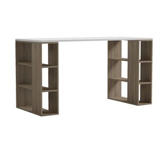 Γραφείο με ραφιέρα  Colmar pakoworld sonoma-λευκό 140x60x75εκ |  Γραφεία στο espiti