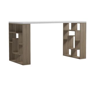 Γραφείο με ραφιέρα Labirent pakoworld sonoma-λευκό 140x60x75εκ |  Γραφεία στο espiti