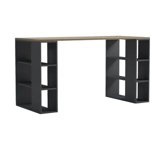 Γραφείο με ραφιέρα Colmar pakoworld ανθρακί- sonoma 140x60x75εκ |  Γραφεία στο espiti