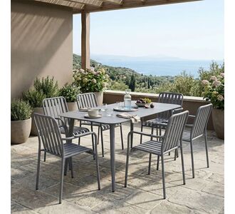 Τραπεζαρία Heven Vista pakoworld σετ 7τεμ ανθρακί αλουμίνιο 150x80x72εκ |  Σετ τραπεζαρία κήπου στο espiti