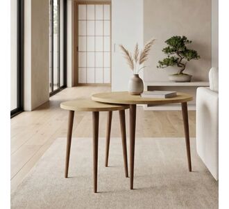 Τραπεζάκι σαλονιού σετ 2 τμχ Nola Megapap χρώμα sapphire oak Ø60x46εκ. |  Τραπεζάκια βοηθητικά στο espiti