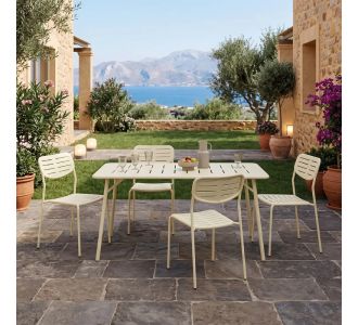Τραπεζαρία Moraja Deraby Ι pakoworld σετ 5τεμ κρεμ μέταλλο 140x80x72εκ |  Σετ τραπεζαρία κήπου στο espiti