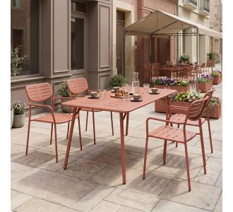 Τραπεζαρία Moraja Deraby pakoworld σετ 5τεμ terracotta μέταλλο 140x80x72εκ |  Σετ τραπεζαρία κήπου στο espiti