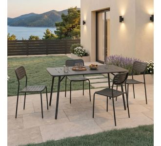 Τραπεζαρία Moraja Deraby Ι pakoworld σετ 5τεμ μαύρο μέταλλο 140x80x72εκ |  Σετ τραπεζαρία κήπου στο espiti