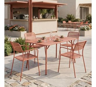 Τραπεζαρία Moraja Federal pakoworld σετ 5τεμ terracotta μέταλλο 140x80x72εκ |  Σετ τραπεζαρία κήπου στο espiti