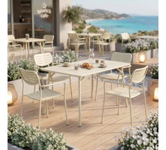 Τραπεζαρία Moraja Deraby pakoworld σετ 5τεμ κρεμ μέταλλο 140x80x72εκ |  Σετ τραπεζαρία κήπου στο espiti