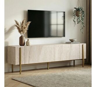 Έπιπλο τηλεόρασης Nexus Megapap χρώμα travertine - χρυσό 180x30x45,5εκ. |  Έπιπλα τηλεόρασης στο espiti