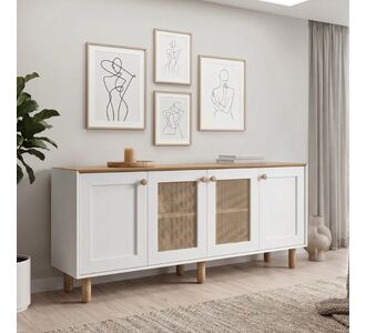 Μπουφές Bohemian Megapap χρώμα λευκό - φυσικό οξιάς 180x40x75εκ. |  Μπουφέδες στο espiti