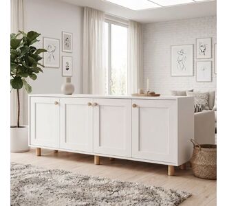 Μπουφές Bohemian Megapap χρώμα λευκό - φυσικό οξιάς 180x40x75εκ. |  Μπουφέδες στο espiti