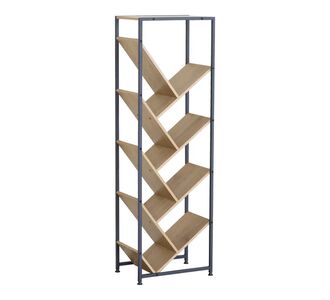Βιβλιοθήκη Orunta pakoworld oak- μαύρο μέταλλο 40x26.5x125εκ |  Βιβλιοθήκες στο espiti