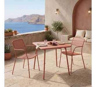 Τραπεζαρία Moraja Federal pakoworld σετ 3τεμ terracotta μέταλλο 70x70x73εκ |  Σετ τραπεζαρία κήπου στο espiti