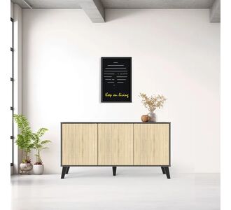 Μπουφές Billie pakoworld ανθρακί-sonoma 149x40x77εκ |  Μπουφέδες στο espiti
