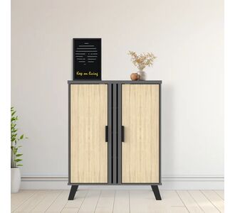 Παπουτσοθήκη-ντουλάπι Shoby pakoworld sonoma-ανθρακί 70.5x30x91εκ |  Παπουτσοθήκες στο espiti