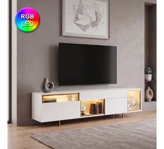 Έπιπλο τηλεόρασης Norm Megapap με Led Rgb χρώμα λευκό - χρυσό 180x32x55εκ. |  Έπιπλα τηλεόρασης στο espiti