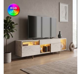 Έπιπλο τηλεόρασης Norm Megapap με Led Rgb χρώμα travertine - χρυσό 180x32x55εκ. |  Έπιπλα τηλεόρασης στο espiti