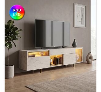 Έπιπλο τηλεόρασης Norm Megapap με Led Rgb χρώμα travertine - χρυσό 180x32x55εκ. |  Έπιπλα τηλεόρασης στο espiti