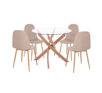 ΣΕΤ ΤΡΑΠΕΖΑΡΙΑΣ 5ΤΜΧ ΕΣ.ΧΩΡΟΥ JAFARU HM10885.12 ΣΤΡΟΓΓΥΛΟ ΤΡΑΠΕΖΙ Φ90 & 4 ΚΑΡΕΚΛΕΣ--ΜΠΕΖ |  Σετ τραπεζαρίες στο espiti