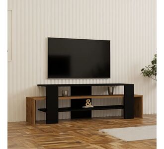 Έπιπλο τηλεόρασης Lenour pakoworld sonoma με μαύρο 150x35x45εκ |  Έπιπλα τηλεόρασης στο espiti