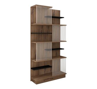 Βιβλιοθήκη Gassim pakoworld sonoma με ανθρακί και λευκό 80x24.6x160εκ |  Βιβλιοθήκες στο espiti