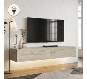 Έπιπλο τηλεόρασης επιτοίχιο Aristo Megapap με LED χρώμα travertine 135x31,6x25εκ. |  Έπιπλα τηλεόρασης στο espiti