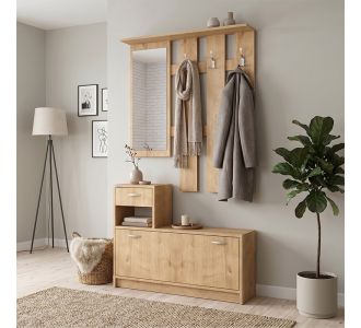 Έπιπλο εισόδου Raynold Megapap χρώμα φυσικό οξιάς 100x30x180εκ. |  Βιτρίνες - Έπιπλα εισόδου στο espiti