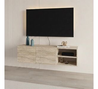 Έπιπλο τηλεόρασης επιτοίχιο Conrad Megapap χρώμα travertine 140x35x38εκ. |  Έπιπλα τηλεόρασης στο espiti