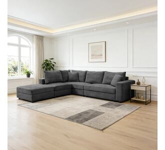 Πολυμορφικός καναπές Navaro pakoworld ύφασμα ανθρακί 281x256x85εκ |  Συνθέσεις σαλονιού στο espiti